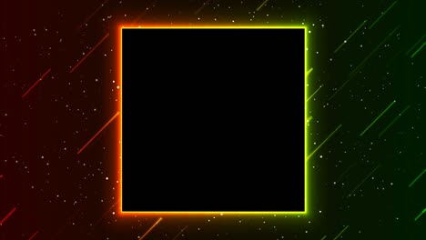 tecnología de marco cuadrado de láser de neón verde naranja fondo de movimiento
