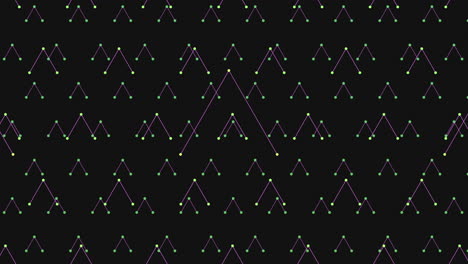 zigzag triangles and grid squares form black and purple pattern