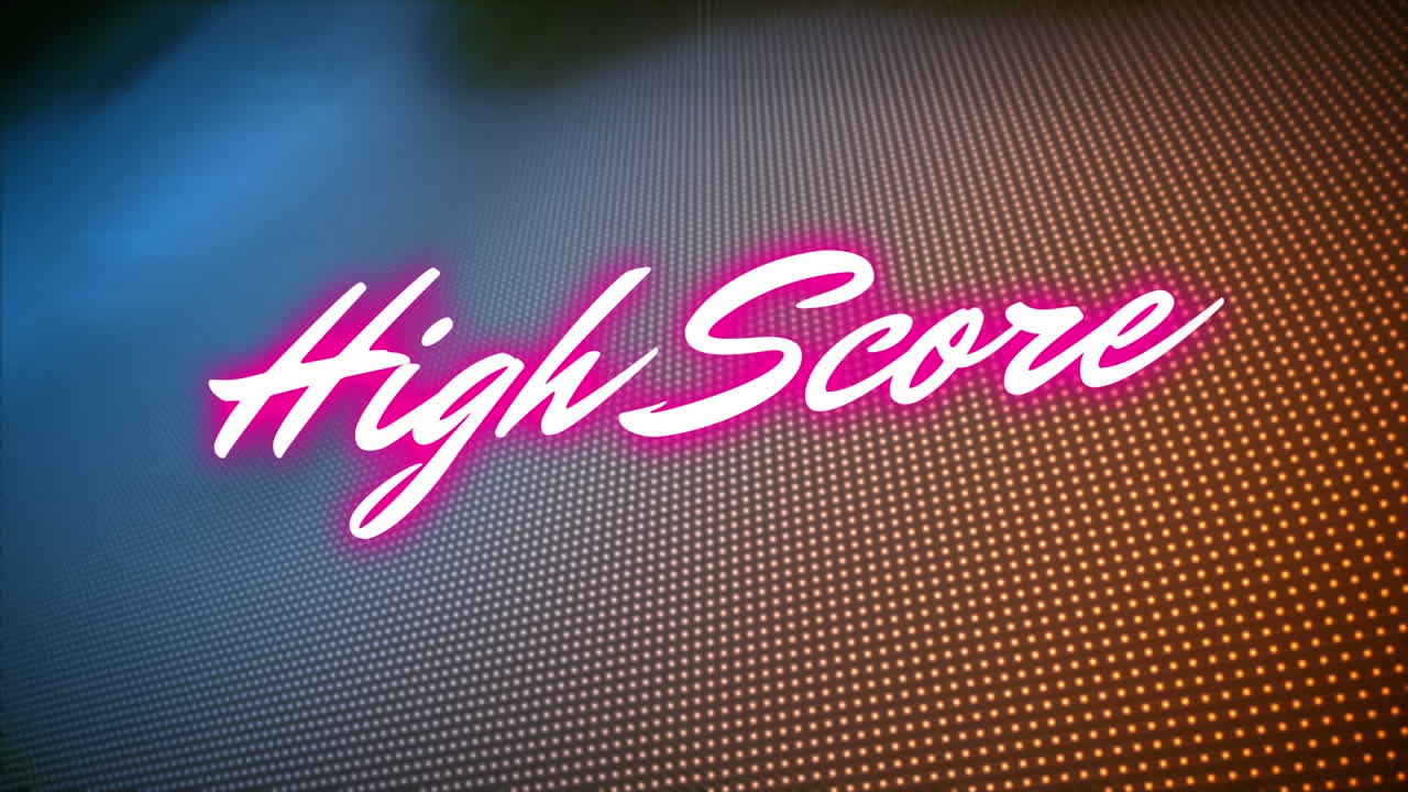 Animation of high score text over colorful background