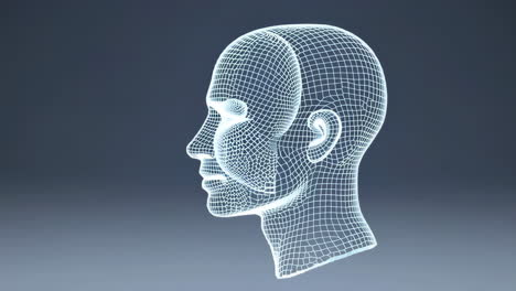 wireframe human head 3d model representing ai and technology concepts
