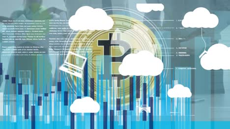 animation of clouds and financial data processing