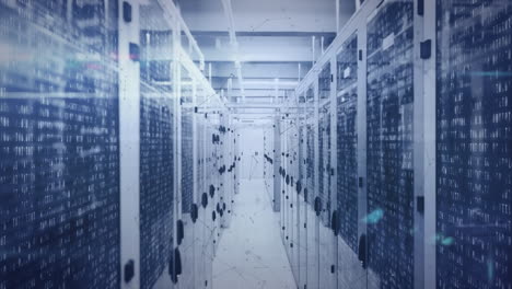 animation of shapes and light spots over server room