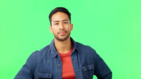 Man,-face-and-shaking-head-with-green-screen