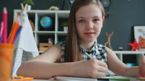 girl studying at home