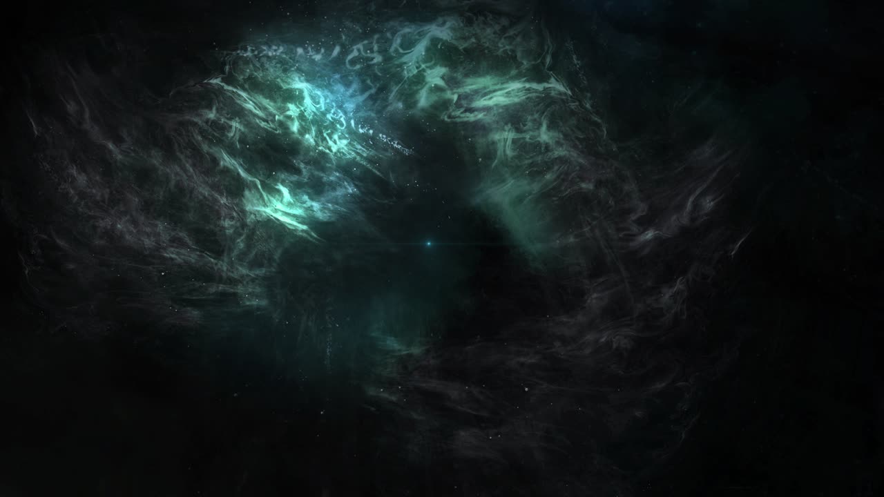 volando a través de nubes nebulosas distantes en el espacio - animación de efectos visuales