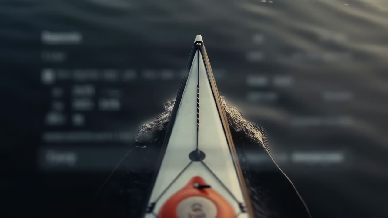 First-Person View from the Bow of a Kayak Moving Through Water