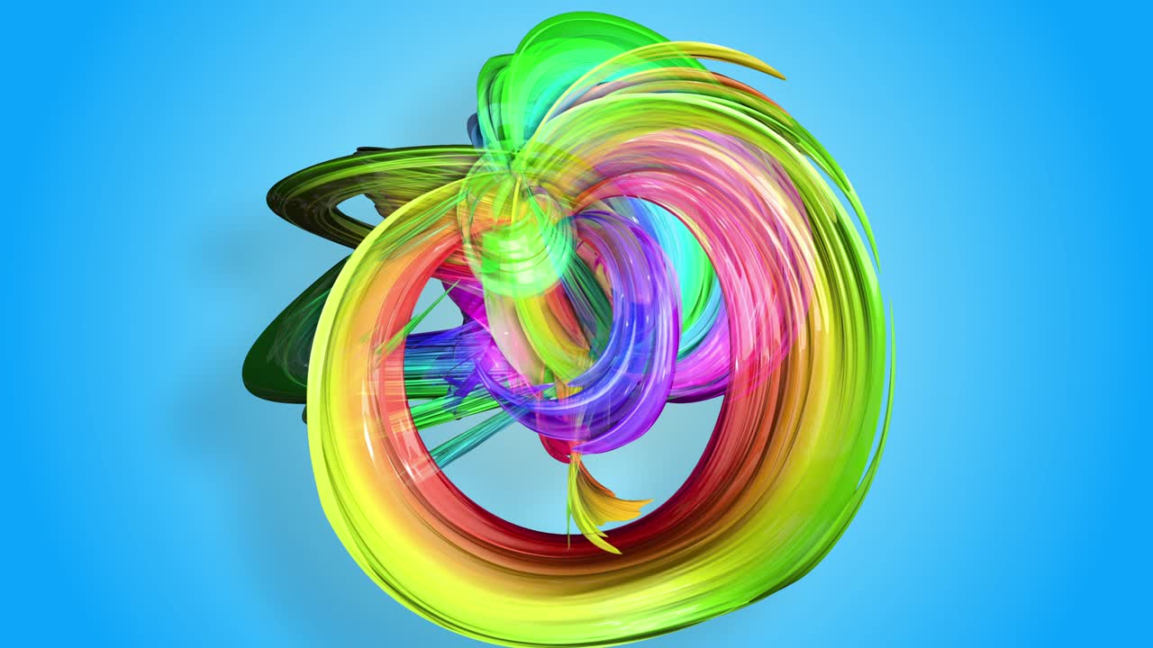 무지개 줄무는 원형으로 움직이고 추상적인 배경으로 휘어집니다.