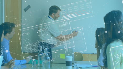 animación del procesamiento de datos sobre diversas personas de negocios en la oficina