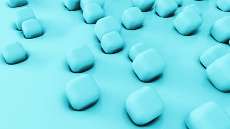 formas 3d abstract cubos turquesa que vuelan sobre una superficie suave. 4k render animation. imágenes en bucle.