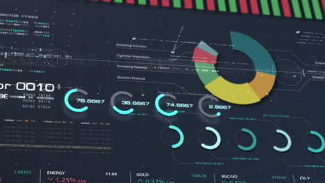 Mercado-De-Valores-De-Negocios,-Comercio,-Gráfico-De-Información-Con-Gráficos-Animados,-Gráficos-Y-Análisis-De-Información-De-Números-De-Datos-Que-Se-Mostrarán-En-La-Pantalla-De-Visualización-Del-Monitor-Para-El-Tema-De-La-Maqueta-De-La-Reunión-De-Negocios