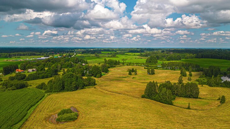Stunning Aerial View of Serene Countryside Landscape