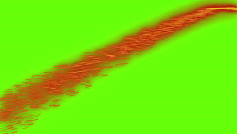 red orange light particle beam with sparks on green screen