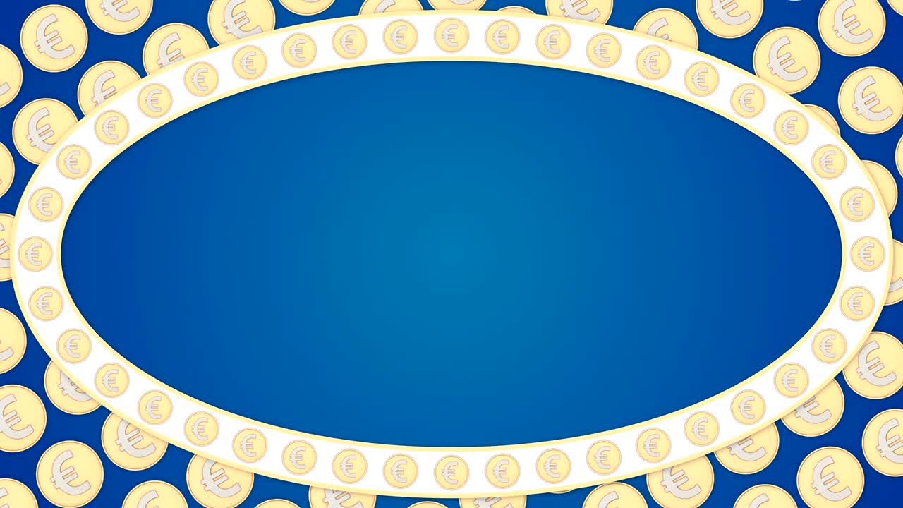 유로 동전 파란색 배경 타원형 프레임
