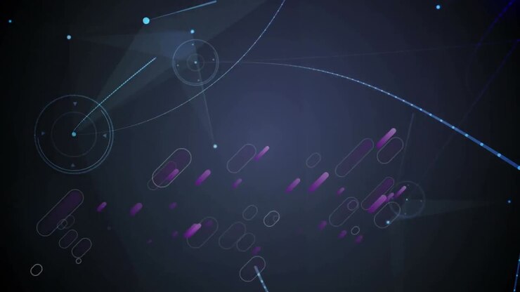 Animation of purple lines and network of connections over black background