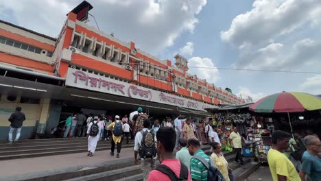 Crowded Howrah Junction Railway Station in Kolkata, India