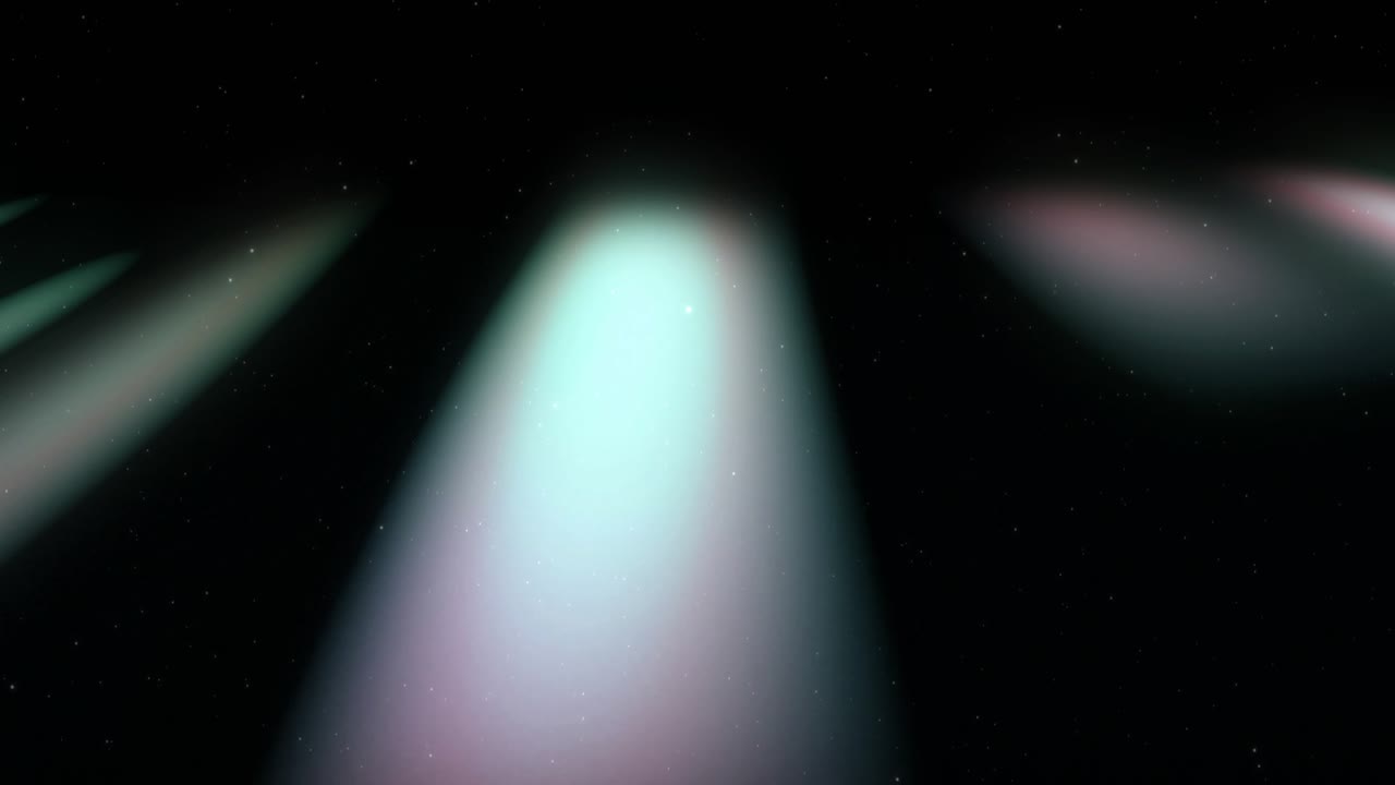 Animazione di più faretti su sfondo nero