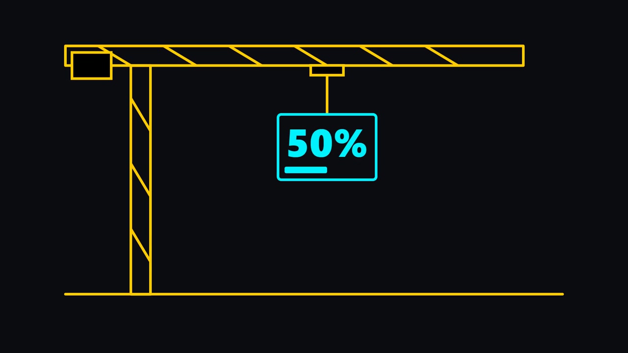 Animated Construction Crane Loading Percentage Progress Bar