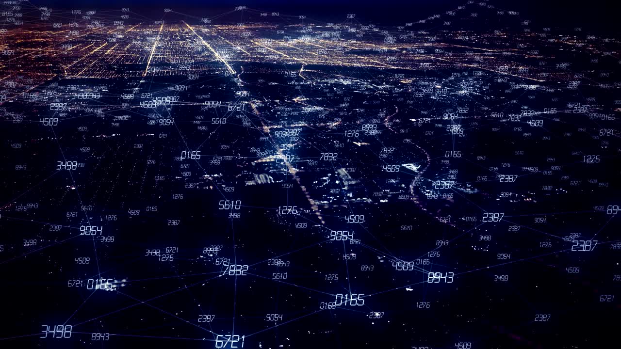 Aerial view of a futuristic Financial District.