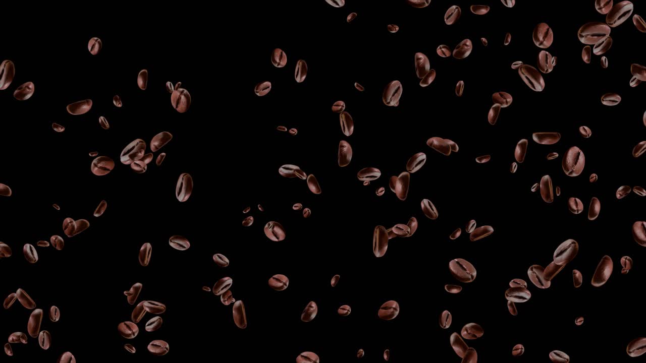 4k brown roasted coffee beans falling loop animation represent breakfast energy freshness aroma