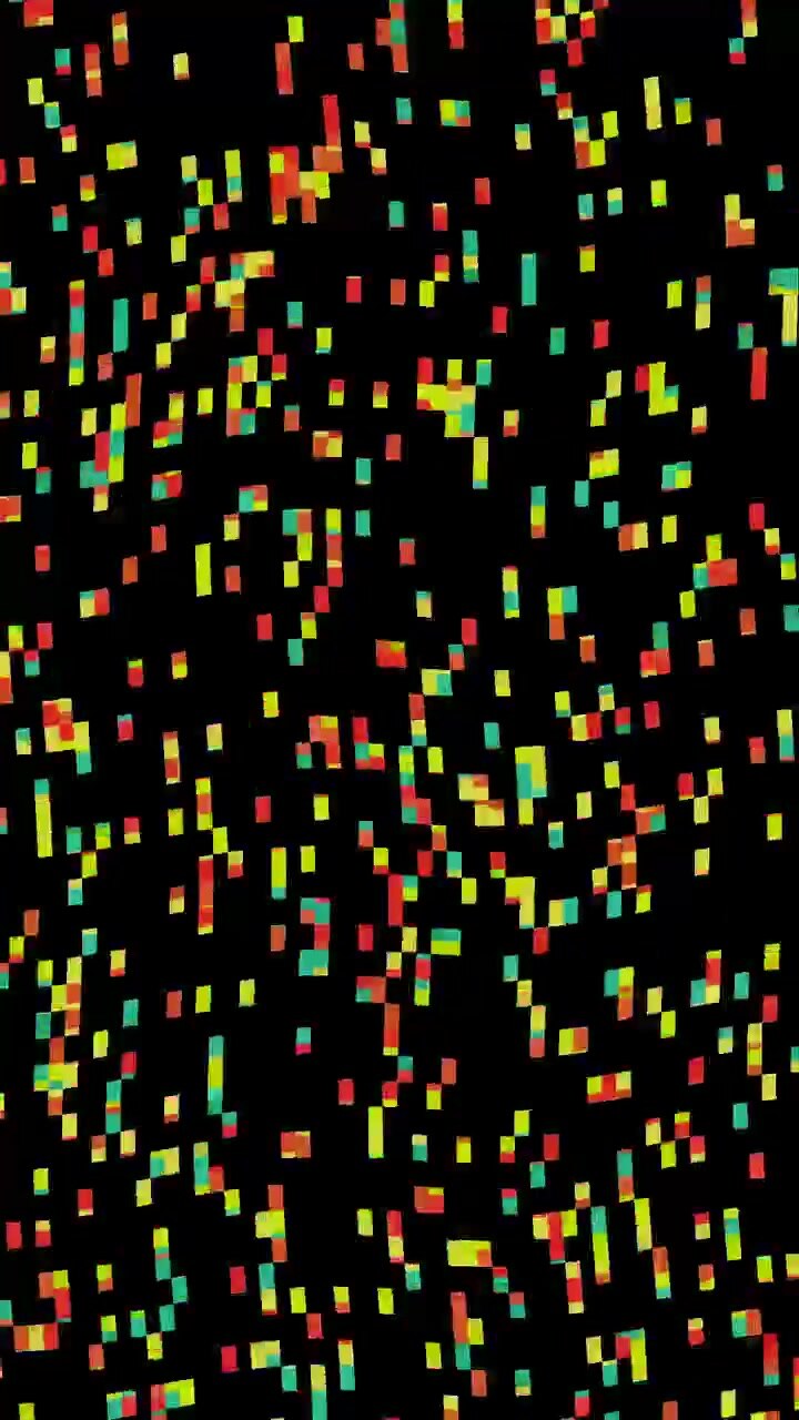 Sfondo digitale astratto con rettangoli colorati fluttuanti su nero