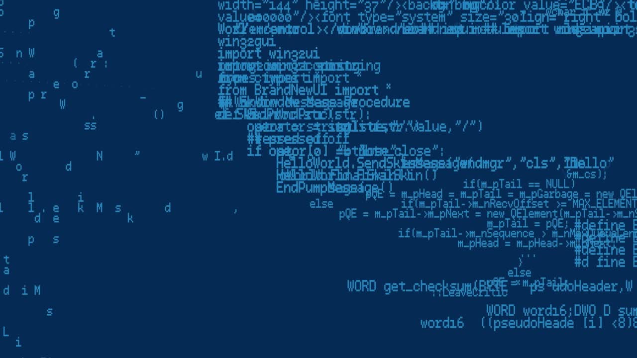 Animation of data processing on navy background