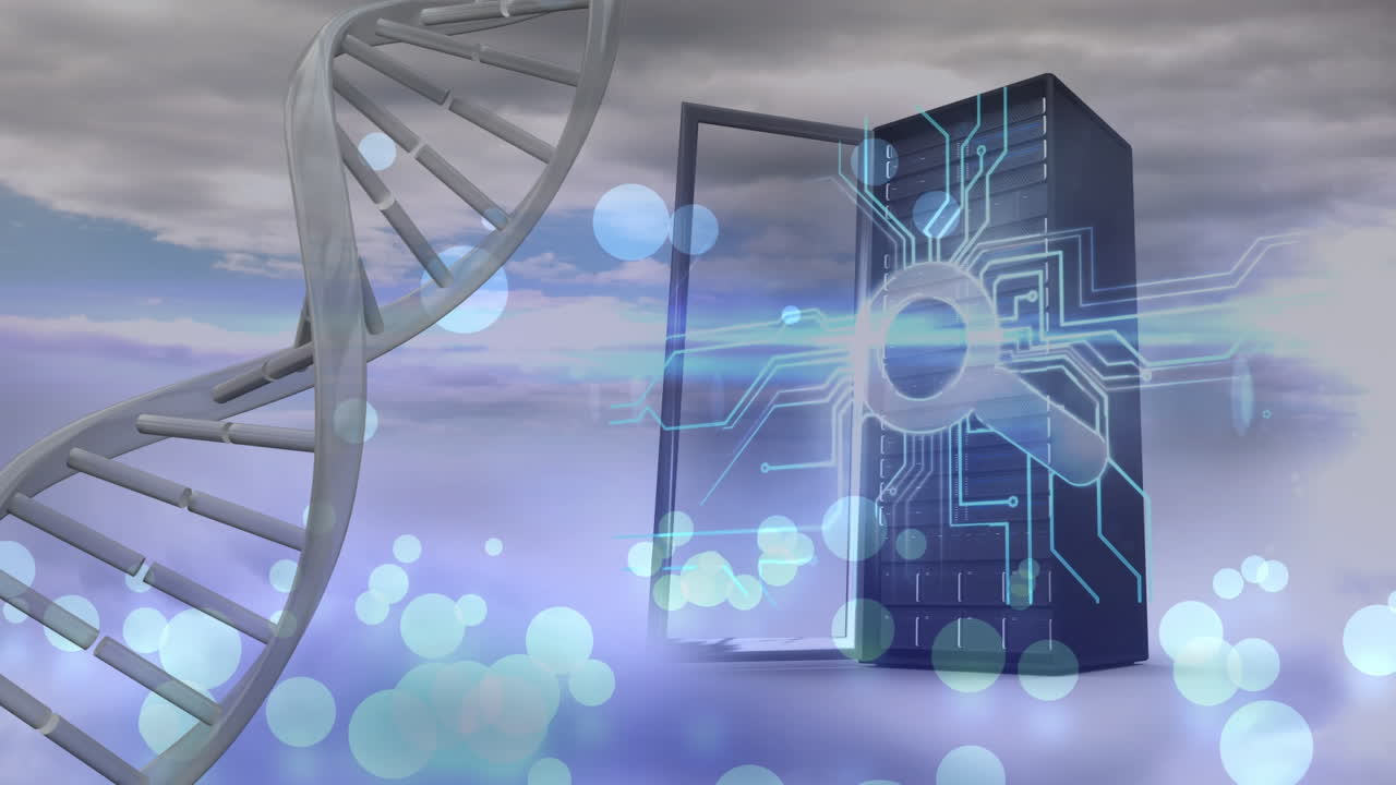 animación de puntos y cadenas de adn sobre el servidor