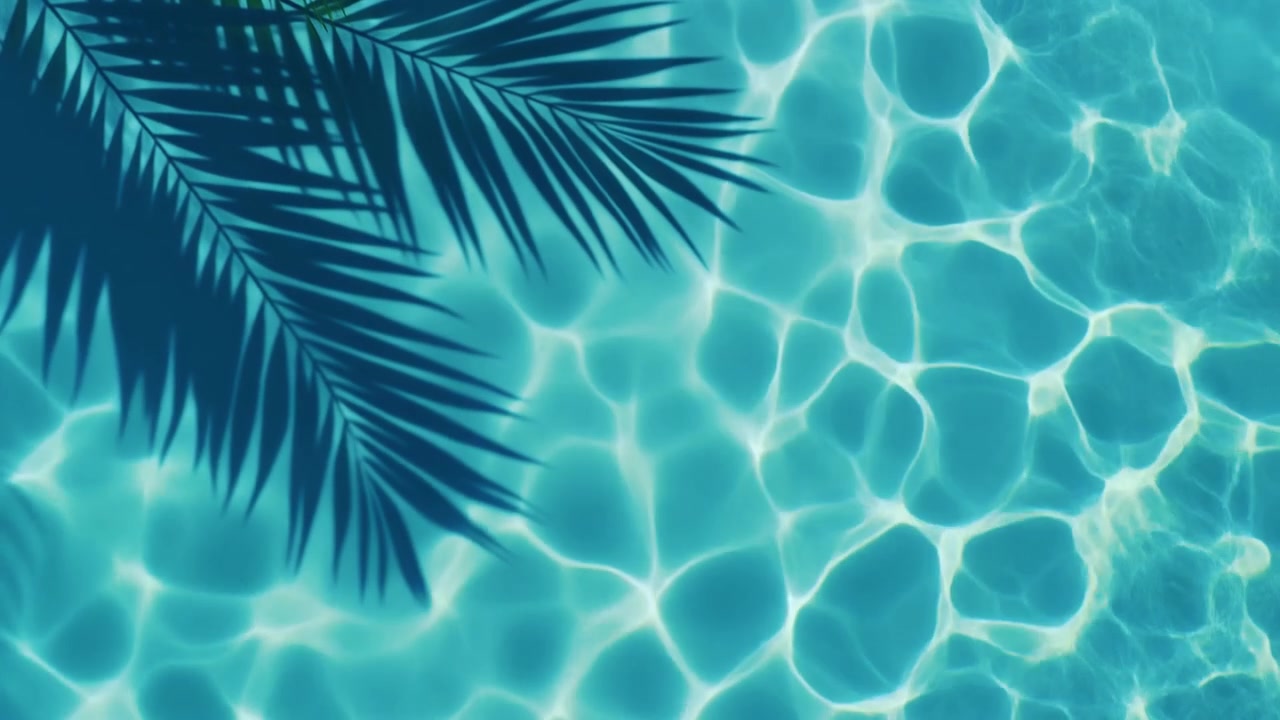 Ombra di Palma su Acqua Increspata della Piscina