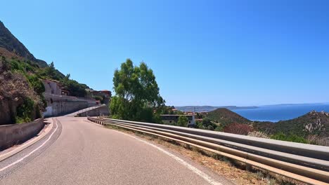 Around-every-corner-beauty-in-rural-Sardinia,-vehicular-point-of-view