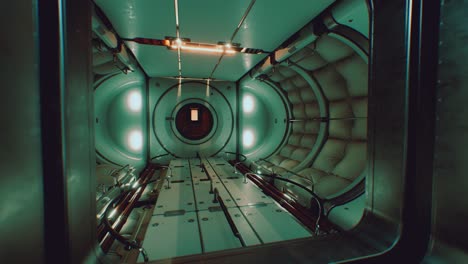nave espacial oscura interior futurista