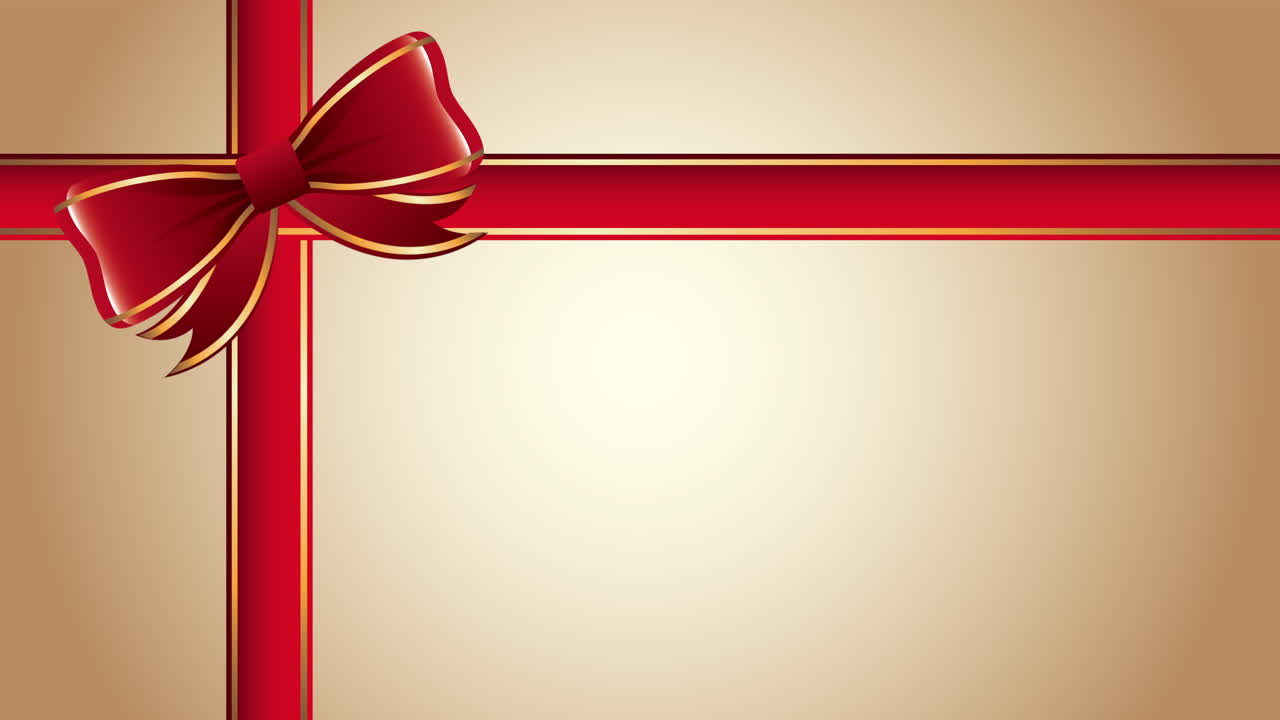 happy merry christmas animation with bow ribbon