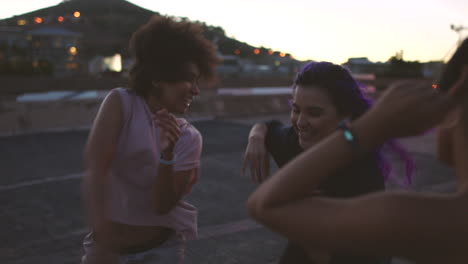 funky street dancers or city performers dancing