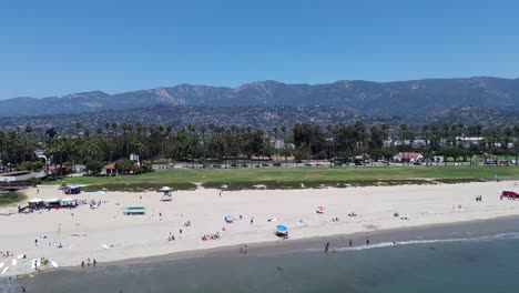 santa barbara, california main beach with city view