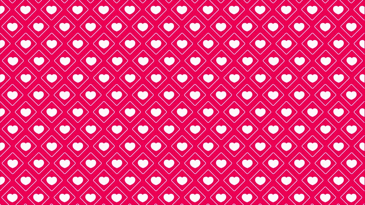 Seamless Pattern of White Hearts and Diamonds on Pink Background
