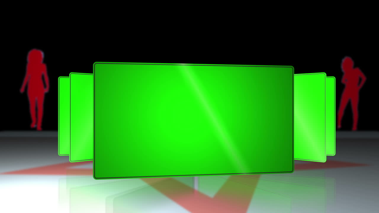 Telas em chroma key com uma silhueta dançando