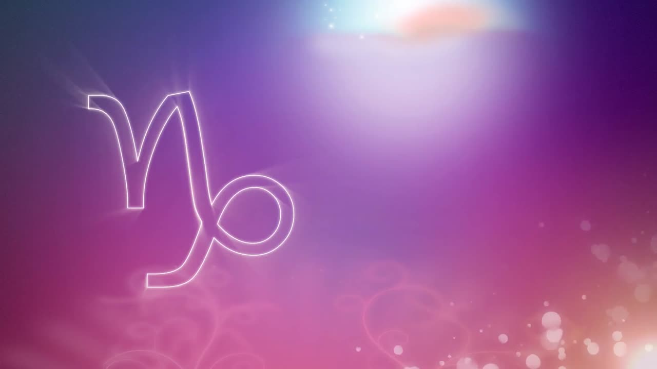 signo del zodiaco capricornio en un fondo de púrpura a rosa