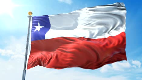 bandera de chile bucle sin costuras 3d rendering video. hermoso tejido tela bucle agitando