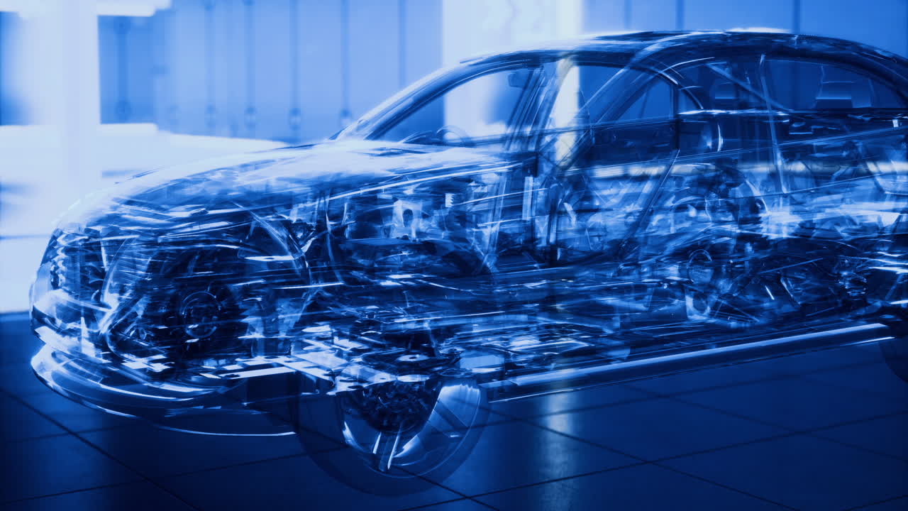 Innovative concept of a transparent vehicle showcasing its internal mechanisms