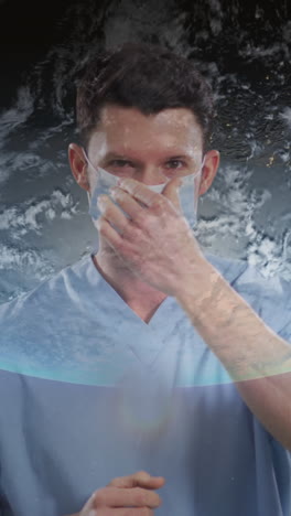 animación de un médico que usa una máscara facial en todo el mundo