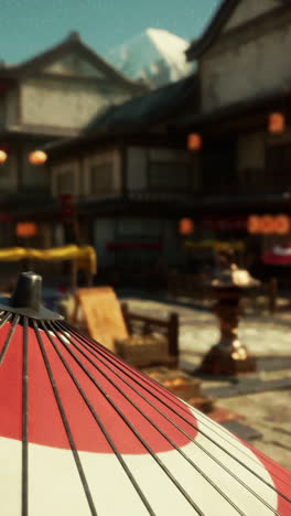 japanese street market with red umbrella