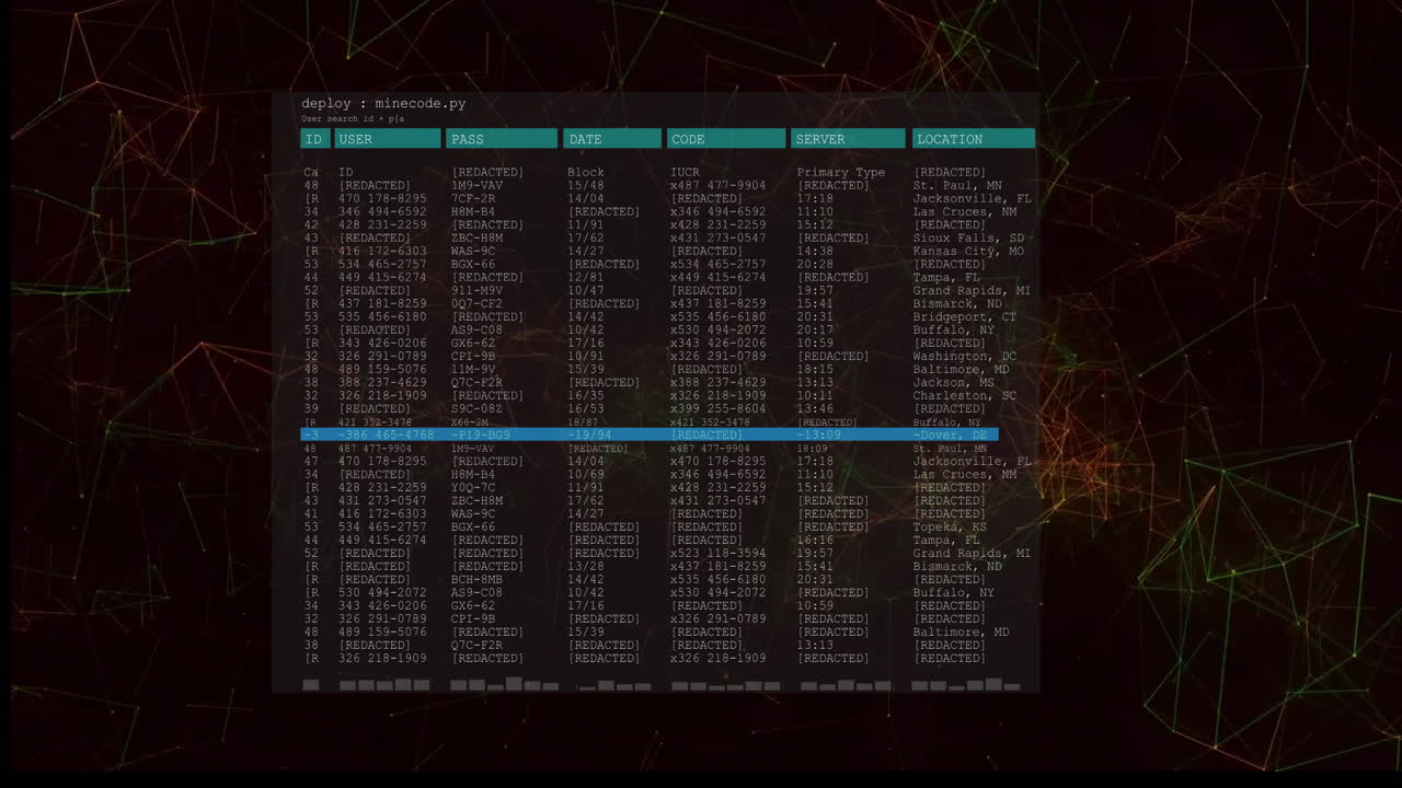 animación del procesamiento de datos digitales sobre un fondo negro