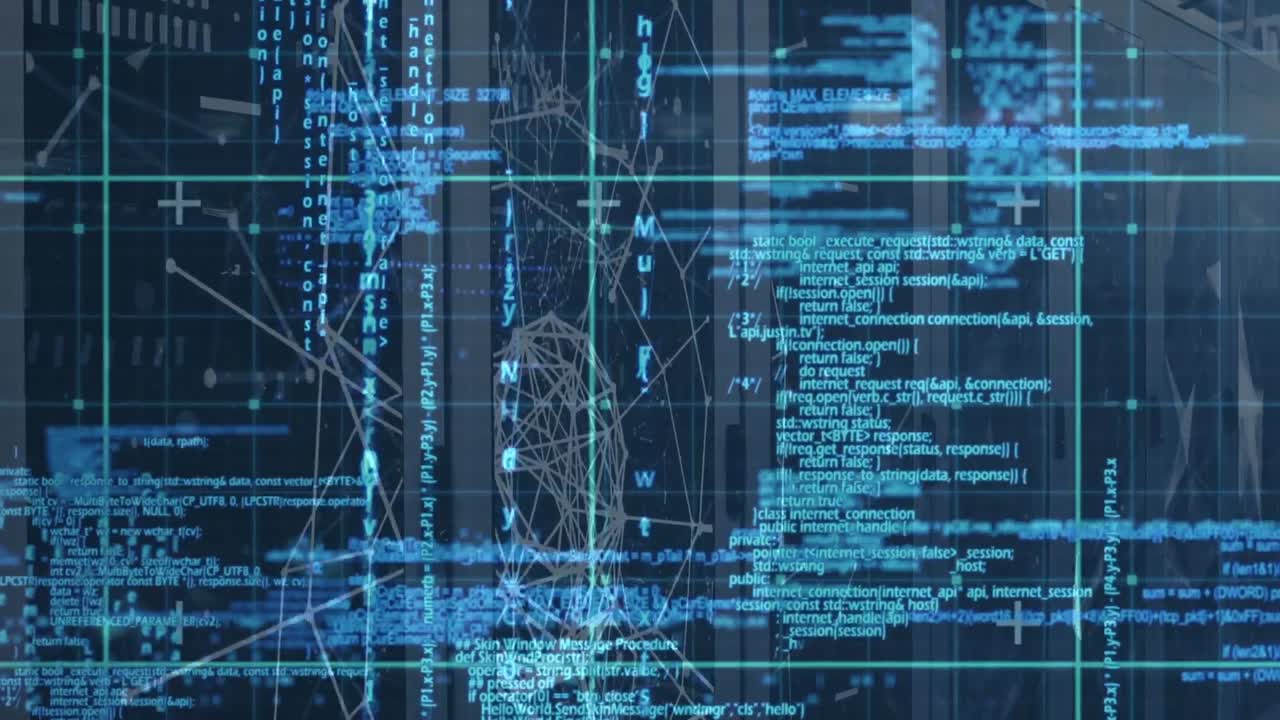Animation of data processing and connections over servers