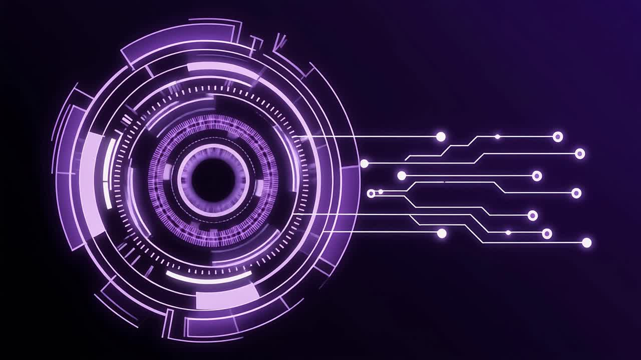 Animated Futuristic HUD Circle with Data Connections