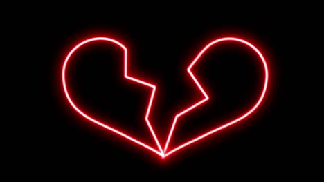 glowing red neon breaking heart loop