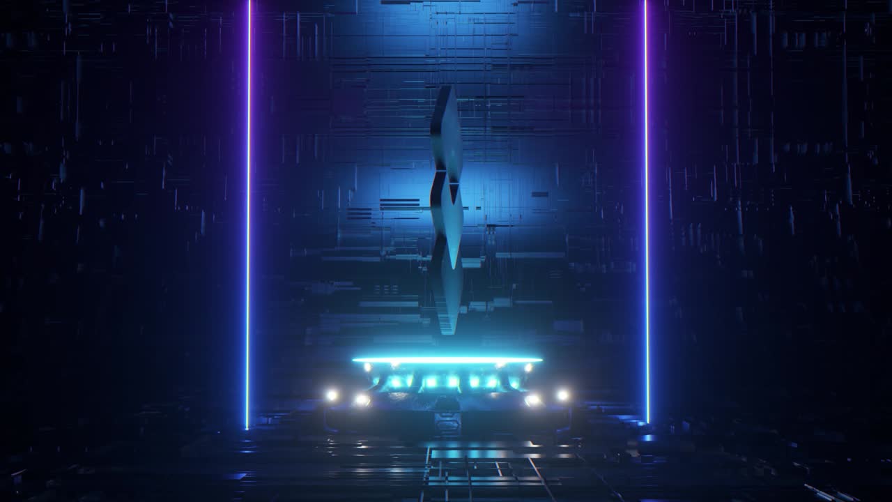 미래의 네온 플랫폼과 상징