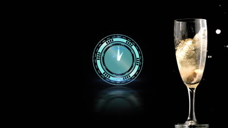 animation of clock over glasses of champagne
