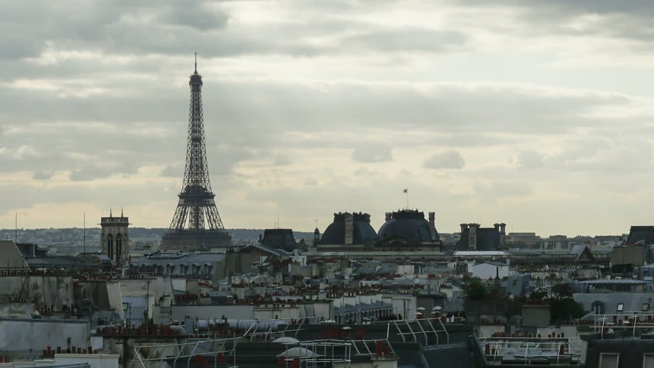 Timelapse of clouds over Paris and Eiffel Tower