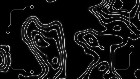 animation of white connections and white contour lines, moving on black background