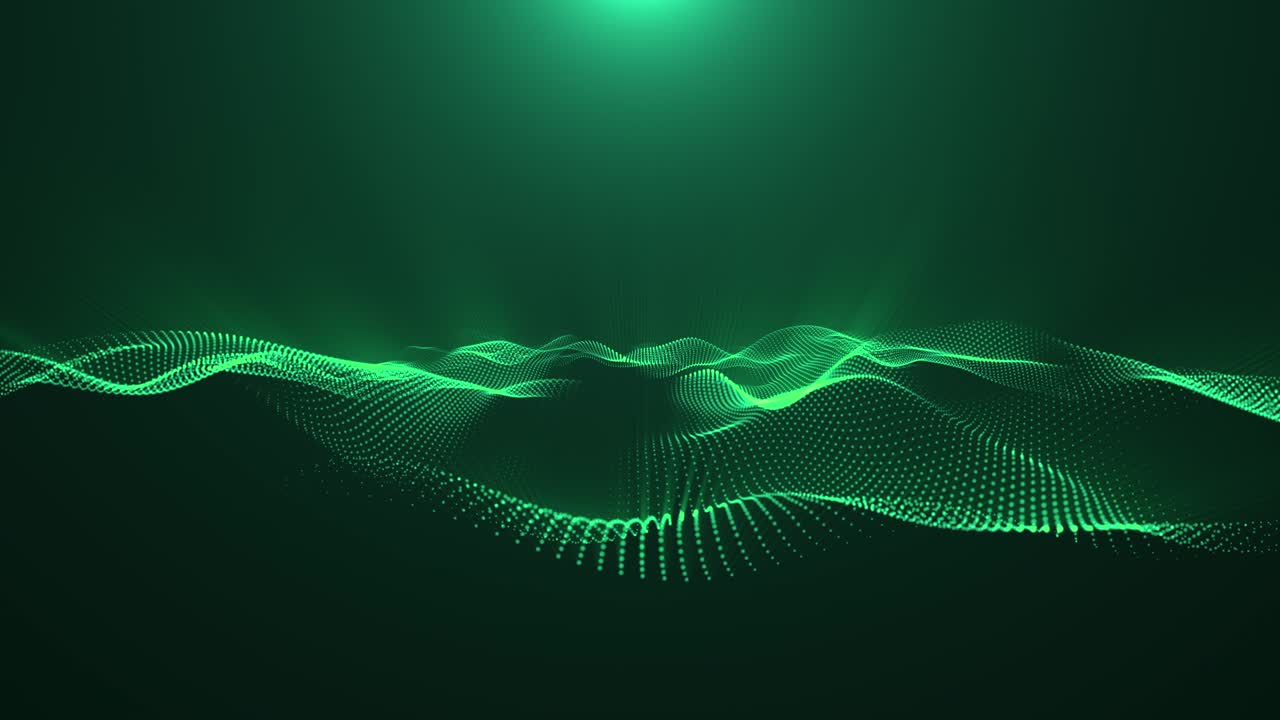 4k Abstract Green background wave particles form. stock video stock video