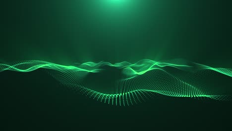 4k abstract green background wave particles form. stock video stock video