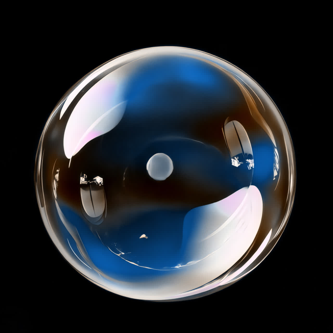 Transparent blue reflective sphere animation isolated asset, transparent 4K video, alpha channel
